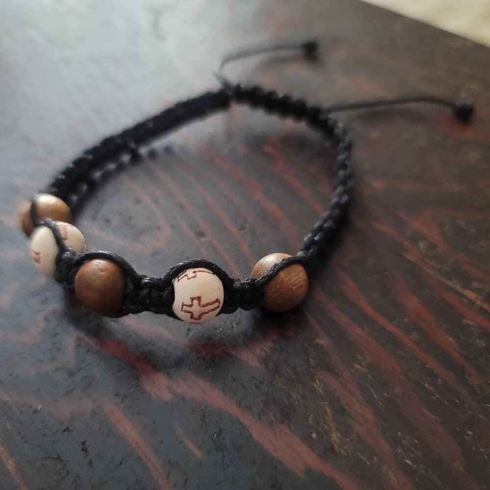 Handmade Christian Beaded Macrame Bracelet